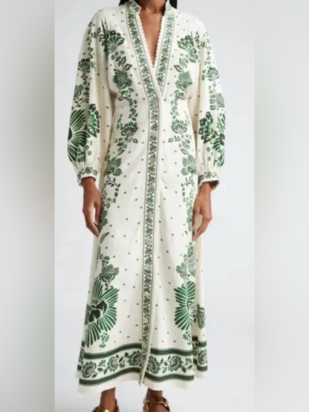 Farm Rio Forest Soul Maxi Dress Long Sleeve V-Neck Forest Whimsy NWT - Picture 1 of 14